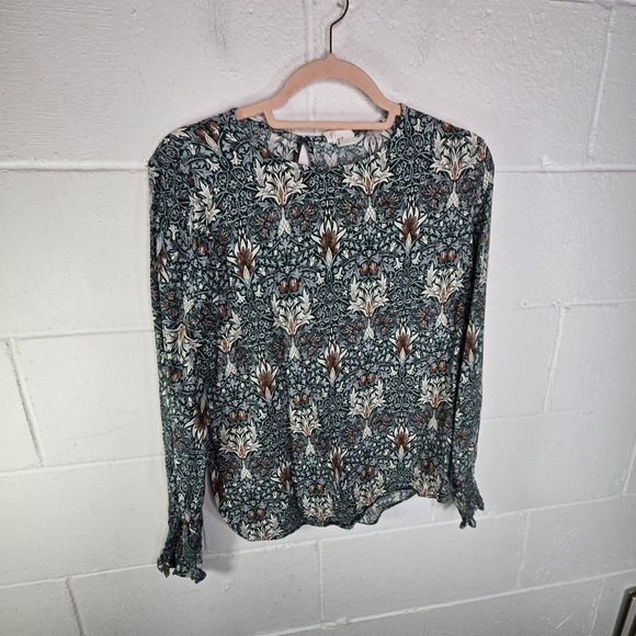 Morris & Co X H&M Art Nouveau Floral Print Long Sleeve Blouse - Picture 6 of 11